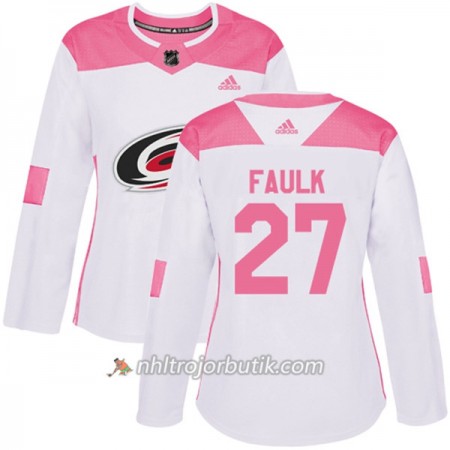 Dame Ishockey Carolina Hurricanes Tröja Justin Faulk 27 Adidas 2017-2018 Vit Rosa Fashion Authentic